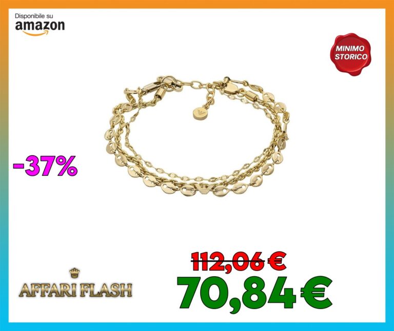 Emporio Armani Bracciale da donna in acciaio inossidabile o ottone con chiusura a moschettone tono oro