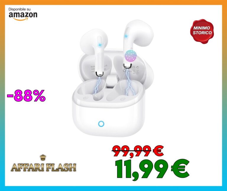 YELKUTT Cuffie Bluetooth, Auricolari Bluetooth 5.4 con Cancellazione Rumore ENC, Impermeabili IPX7, 50 Ore Autonomia, 6 Microfoni Stereo, In