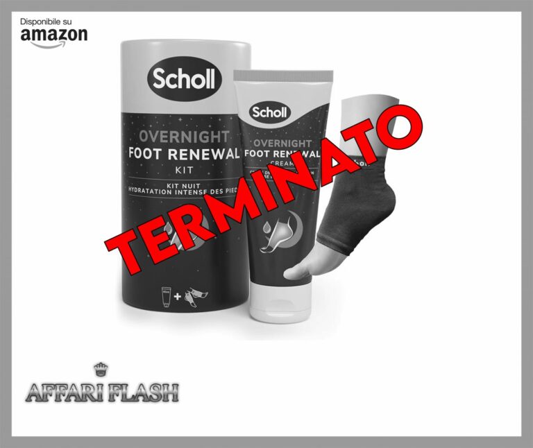 Scholl Overnight Foot Renewal Kit, Kit da Notte per l’Idratazione Intensa dei Piedi Secchi con Talloni Screpolati, Contiene 1 Crema Piedi Idratante con Urea al 5% e 1 Paio di Calzini Riutilizzabili
