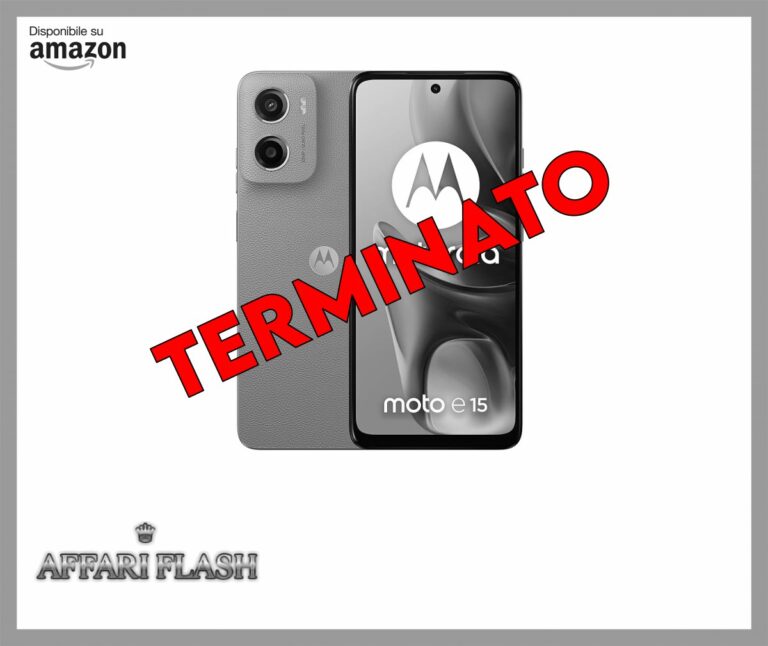 Motorola moto e15 (2/64GB, Fotocamera da 32MP + sensore antisfarfallio, Display 6.67″ HD+ 90Hz Corning® Gorilla® Glass 3, 5200mAh, MediaTek Helio G81 Extreme, Android 14 Go Edition), Misty Blue