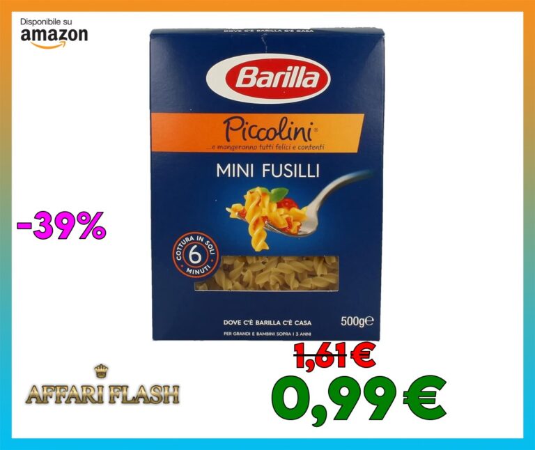 Barilla Pasta Mini Fusilli Piccolini, Pasta Corta di Semola di Grano Duro 100% Italiano, 500 gr
