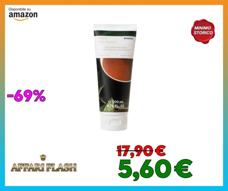 KORRES MINT TEA latte corpo levigante con aloe vera, crema nutriente al profumo di menta, vegana, dermatologicamente testata, senza siliconi e parabeni, 200 ml