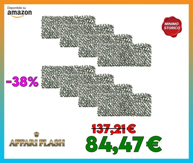 Outsunny Rotolo di Siepe Finta per Balcone da 8 Pezzi, Siepe Artificiale Estensibile per Giardino con Foglie Finte Verdi 200x100cm