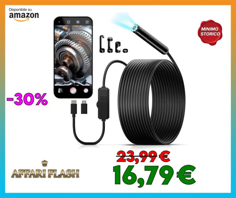 Endoscopio per Smartphone, KAIWEETS 1920P HD Sonda Telecamera Endoscopica con 8 LED, IP67 Telecamera Ispezione Tubi con Cavo Semirigido da 5 M, Compatibile con Android e iOS per Tubi e Lavandini