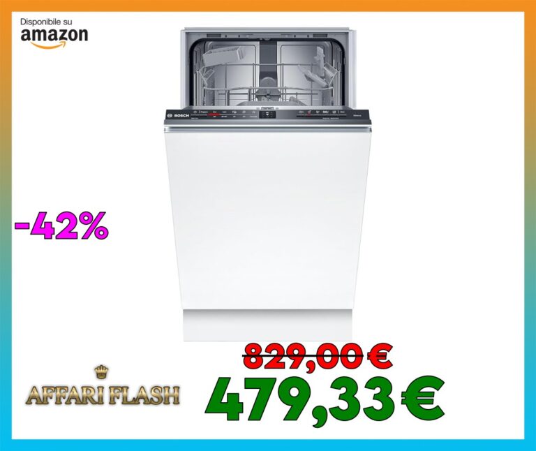 Bosch SPV2HKX42E Serie 2, Lavastoviglie da incasso a scomparsa totale, Home Connect, InfoLight, Programma Preferito, Assistente al lavaggio, Diagnostica da remoto, 45 cm