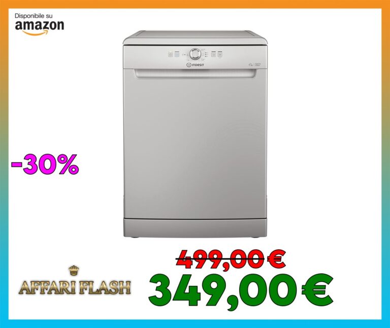 Indesit D2F HK26 S lavastoviglie 60 cm Libera Installazione, 14 Coperti, classe E, 6 programmi, Silver