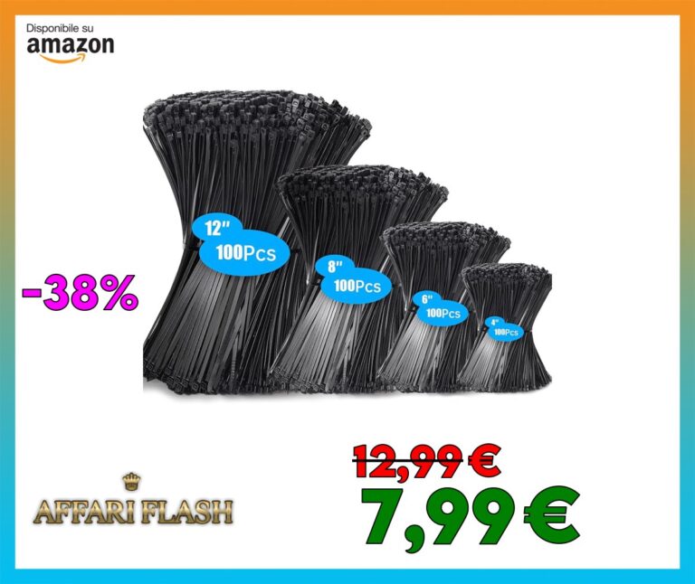 400 pezzi Fascette Elettricista Nere, 100/150/200/300mm Fascette Plastica, Fascette Nere Resistente Allatemperature, Resistenza Alla Rottura 18 kg per Gestione dei Cavi Elettrici, Fili, Giardinaggio