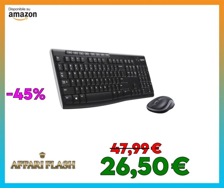 Logitech MK270 Combo Tastiera e Mouse Wireless per Windows, 2,4 GHz Compatto, 8 Tasti Multimediali e di Scelta Rapida, Durata della Batteria 2 anni, PC, Laptop, Italiano QWERTY