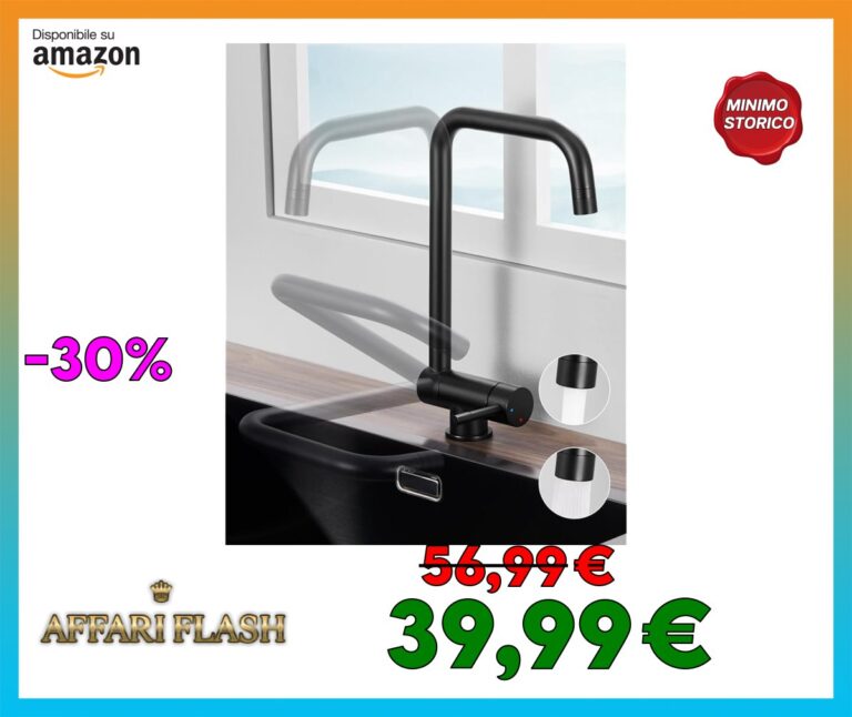 Sofetiy Rubinetto Lavello Cucina Nero, Miscelatore Cucina con 2 modalità d’acqua, Rubinetto Cucina Nero, 360°Rubinetto Sottofinestra, Rubinetto Pieghevole Lavello Cucina, Rubinetti Cucina Abbattibile