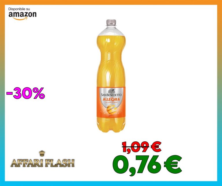 San Benedetto, Allegra, Aranciata, Bevanda Gassata, 1,5 ml, Dissetante e Frizzante, a Basso Contenuto di Zuccheri, con Fruttosio, Bevanda Analcolica