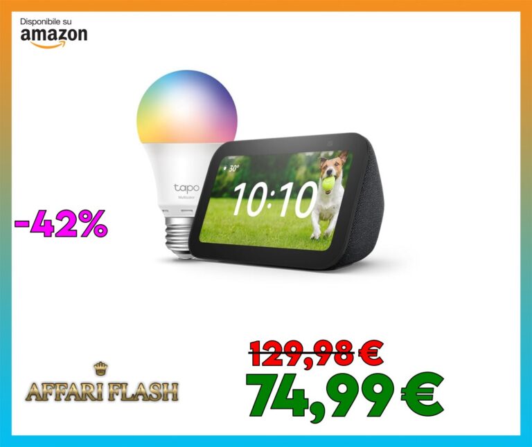 ️ Echo Show 5 (3ª generazione) | Antracite + Tapo L530EA Lampadina LED Smart (E27), Compatibile con Alexa