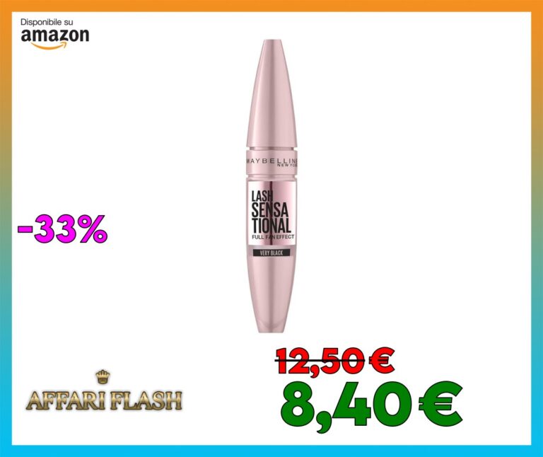 Maybelline New York Mascara Ciglia Sensazionali, Volumizzante, Effetto Ventaglio sulle Ciglia, Very Black, 9,5 ml