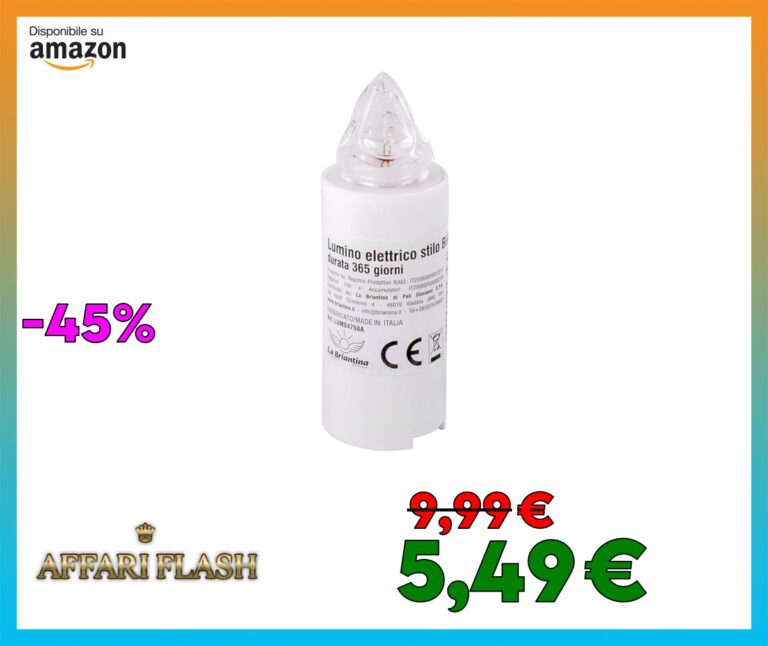 La Briantina Lumino Elettrico a Led Stilo, Durata 365 Giorni, Bianco con Luce Fissa Tremolante, h9.5xø3 cm