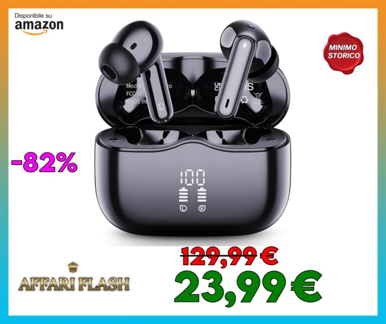 Cuffie Bluetooth 5.4 In Ear, 2025 Auricolari Bluetooth Stereo HiFi con 4 ENC Mic Cancellazione Rumore, 40 Ore Cuffie Wireless LED Display, IP7 Impermeabili Cuffiette Sport, Cuffie Senza Fili USB