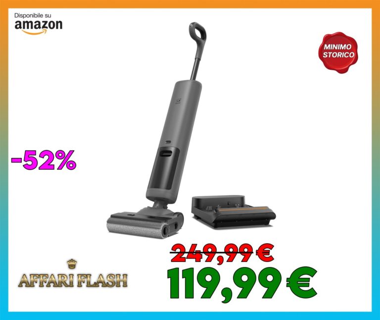 OSOTEK H200 Pro Lavapavimenti, Aspirapolvere Senza Fili a 180° con Asciugatura ad Aria Calda a 58°C, Pulizia dei Bordi su 2 Lati, Display LED, Pulizia con Rotazione a 2 Direzioni