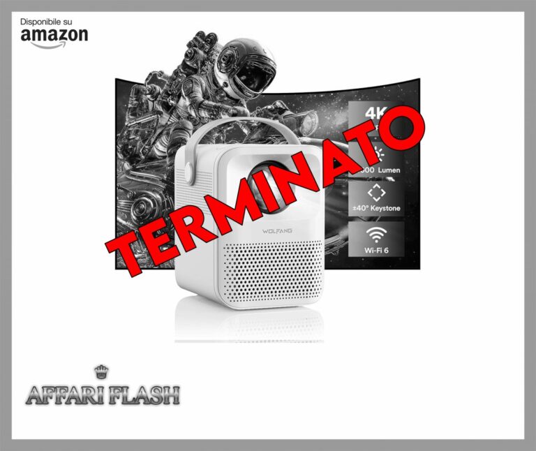 Proiettore Portatile 4K Supporta, 15000 Lumens Proiettore WiFi6 Bluetooth 5.2, WOLFANG Mini Proiettore Home Cinema per Home Cinema/Outdoor/TV Stick/PS5/HDMI/USB, con 4P&4D Correzione, Zoom