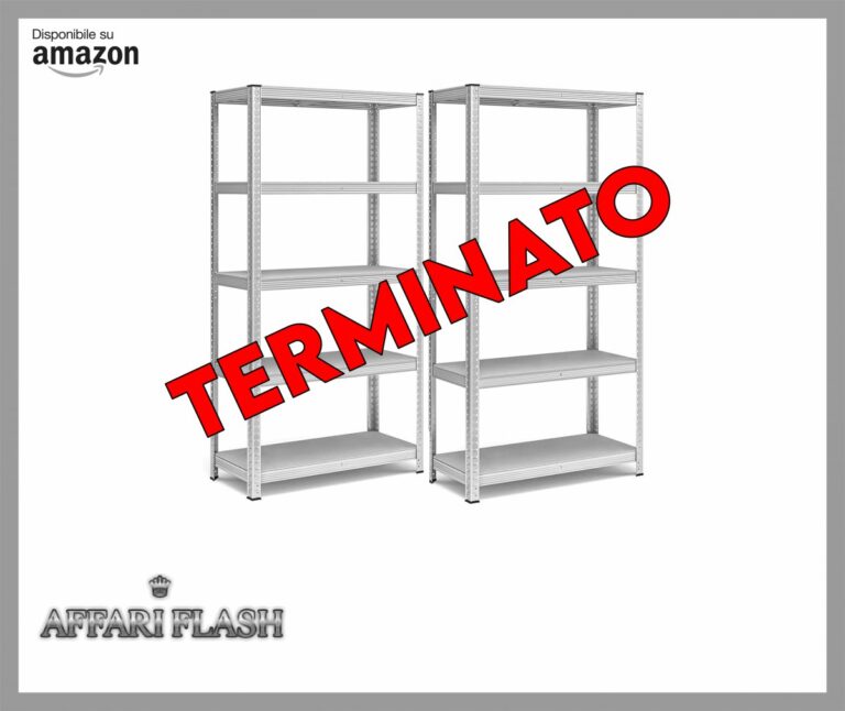 SONGMICS Set di 2 Scaffali in Metallo, Scaffalature a 5 Ripiani Regolabili, Senza Viti, Scaffale Salvaspazio per Garage, Magazzino, Portante 875 kg, 40 x 90 x 180 cm, Argento GLR040E02