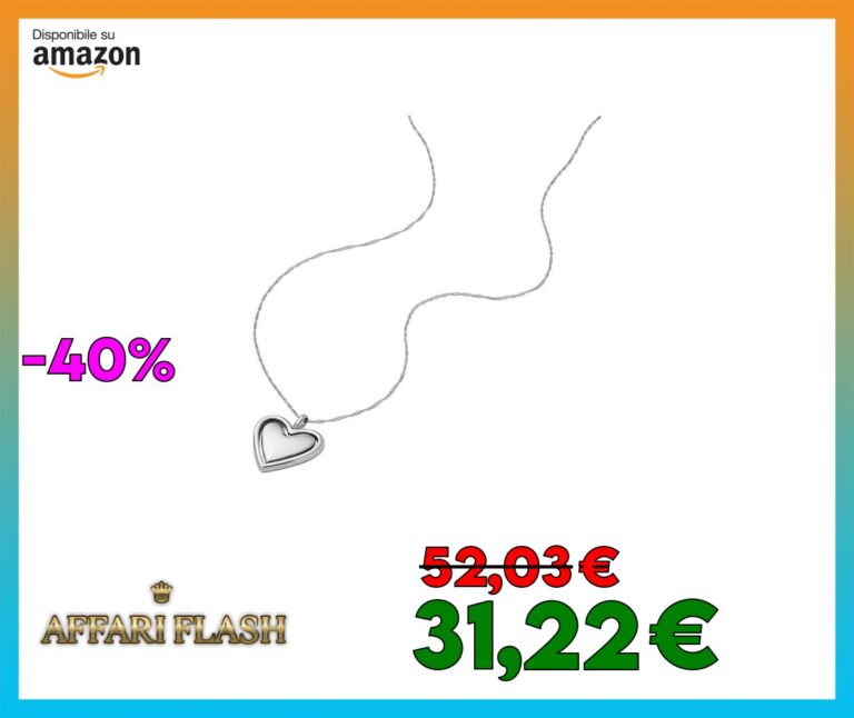 Fossil Collana da donna in acciaio inossidabile con chiusura a moschettone e ciondolo a forma di cuore, tonalità argento