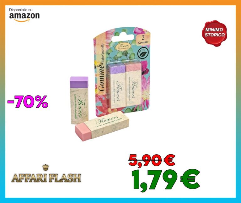 Pigna, Blister 2 gomme NATURE FLOWERS, PVC free, rosa e viola