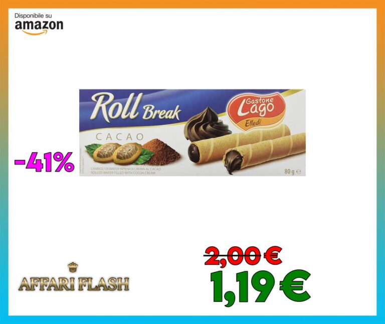 Lago 1968, Roll Break 80g, Cannoli di Wafer Ripieni di Crema Cacao 66%