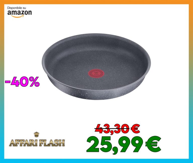 Lagostina Ingenio Mineralis Green Padella Ø 28 cm, Padella in Alluminio 100% Riciclato, per Gas, Forno e Induzione, con Indicatore di Cottura, Utilizzabile con Manico Removibile
