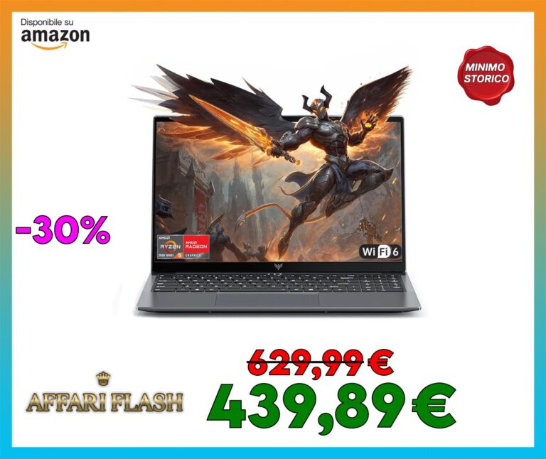 ACEMAGIC PC Portatile AMD Ryzen 5 7430U, RAM 16GB NVME SSD 512GB Notebook,Laptop 15.6″ FHD 1920×1080, Radeon RX Vega 8 Graphics,WiFi 6, HDMI,Batteria da 4800 mAh,Grigio