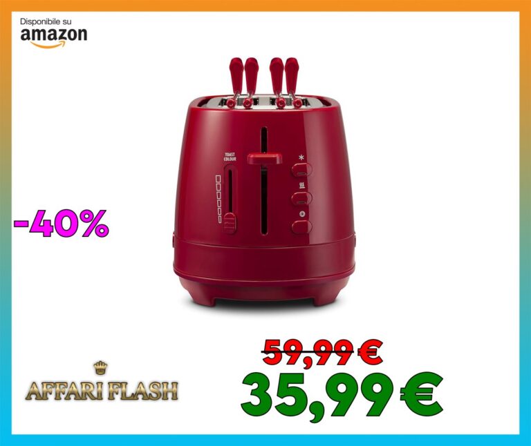 De’Longhi CTLAP2203.R Tostapane con Pinze, Controllo Progressivo del Grado di Tostatura, Indicatori Luminosi, Cassetto Raccoglibriciole, Piedini Antiscivolo, Potenza 550 Watt, Plastica, Rosso
