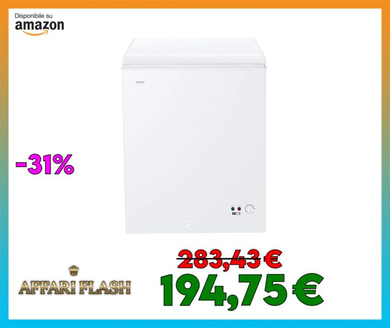 Candy Artico, CCHH 145E, Congelatore orizzontale, Libera Installazione, 137 L, 39/C dB, Funzione Artico, Contenuti in App, Bianco, AxLxP 84,5×69,5×55,5 cm [Classe di efficienza energetica E]