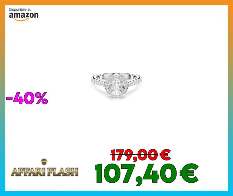 Swarovski Anello Una Angelic, taglio rotondo, bianco, placcato rodio