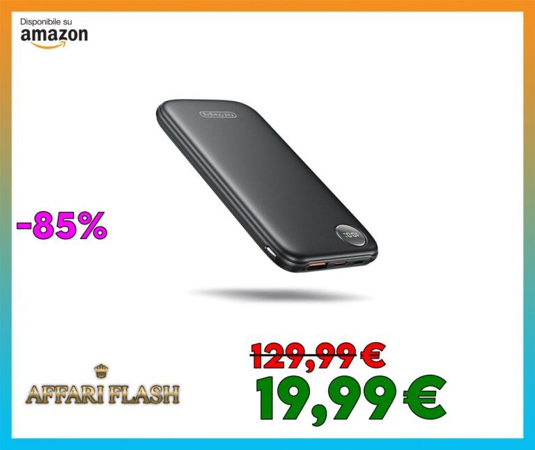Power Bank, 22.5W 10000mAh Ricarica Rapida Caricatore Portatile iphone, QC 3.0 USB C Powerbank Potente, Batteria Esterna Display LED per iPhone 16 15 14 13 12 Pro Max Mini Plus Android (Nero)