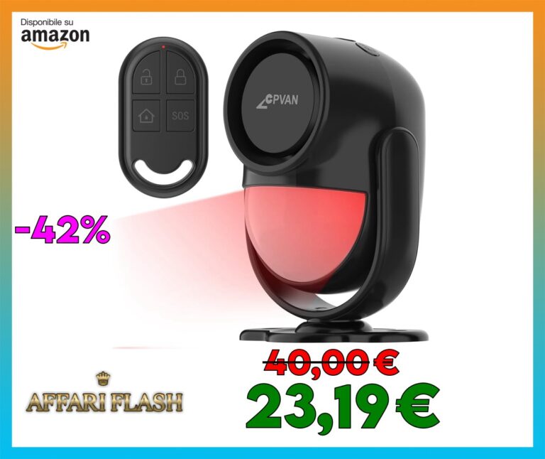 CPVAN Sensore Movimento Allarme Casa Senza Fili 125 DB, Antifurto Casa Wireless con Telecomando, Sirena Allarme Perimetrale per Garage, Porta, Finestre, Esterno, Casetta, Furgone, Camper (Nero)