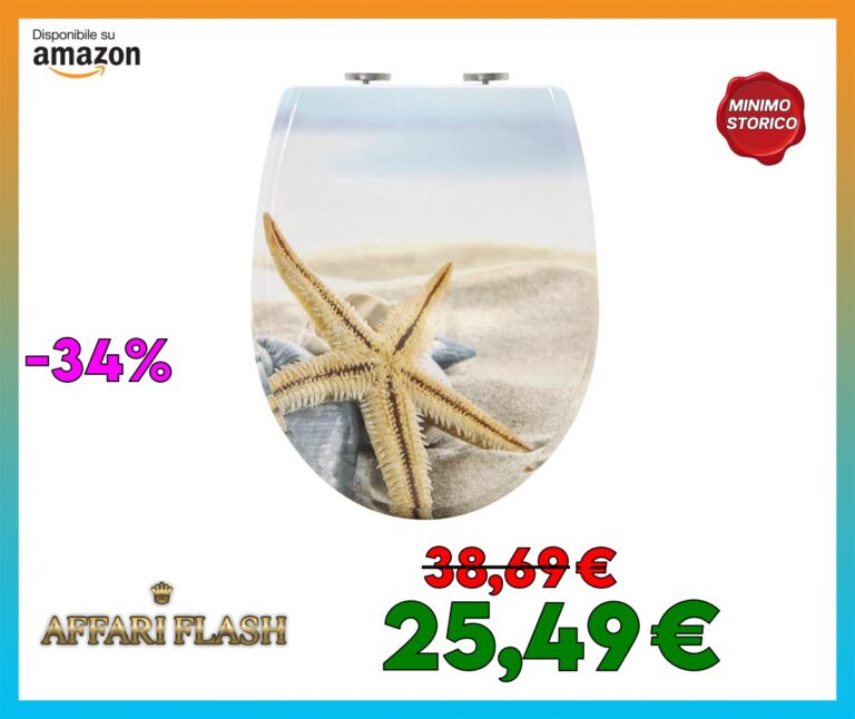 WOLTU Sedile WC Copriwater Universal con Chiusura Ammortizzata Tavoletta WC Antibatterico Soft Close con Cerniere Regolabili Toilet Seat a Sgancio Rapido in Duroplast Stella Marina a Forma di O