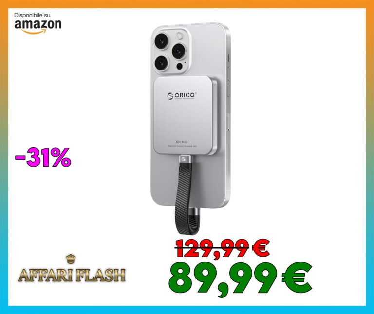 ORICO 1TB Magnetico SSD Esterno, 4K ProRes HDR Registrazione, SSD Portatile fino a 2000 MB/s, Compatibile Solo con iPhone 15/16 Series, Smartphone, Tablet, Computer con Porta di Tipo C K20Mini