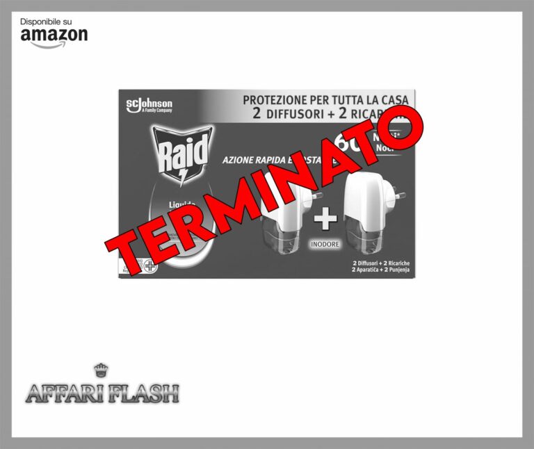 Raid Liquido Elettrico Antizanzare Comuni e Tigre, Inodore, Formato Convenienza, Confezione da 2 Diffusori e 2 Ricariche, 60 Notti