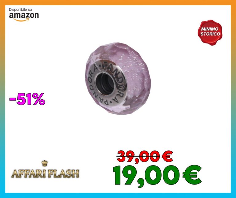 PANDORA Charm astratto, in argento, con vetro di Murano sfaccettato iridescente blu