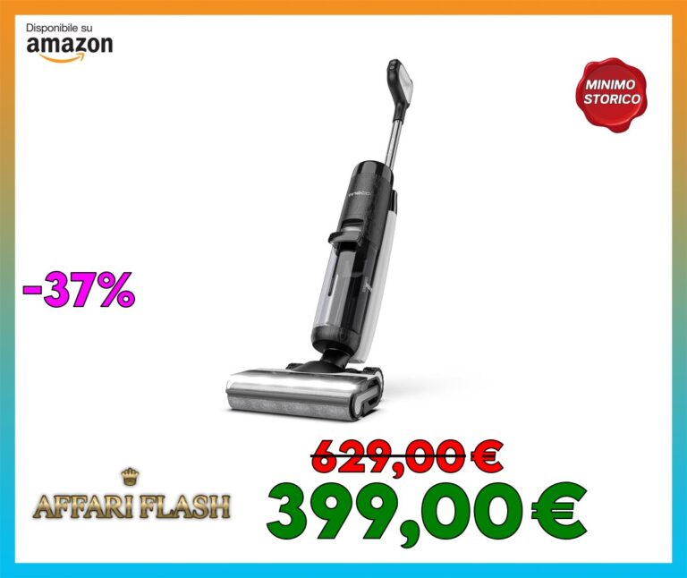 Tineco Floor One S7 Pro Aspirapolvere Lavatrice a secco e bagnato intelligente senza fili per pavimenti duri, display digitale LED, grande autonomia, perfetto per compiti tenaci e peli di animali