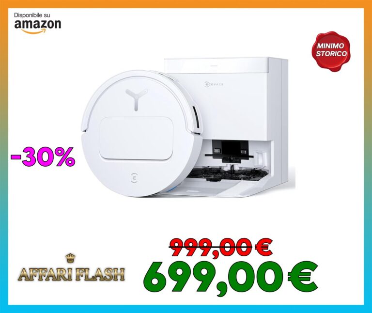 ECOVACS DEEBOT T50 PRO OMNI Robot Aspirapolvere con Funzione di Pulizia, Riempimento Automatico e Svuotamento, 15000 pa, Lavaggio mocio con acqua calda a 75 °C, ultra sottile 81 mm
