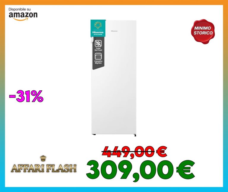 Hisense FV191N4AW2 Freezer Verticale con display LED, Total No frost, 155 L, Inox
