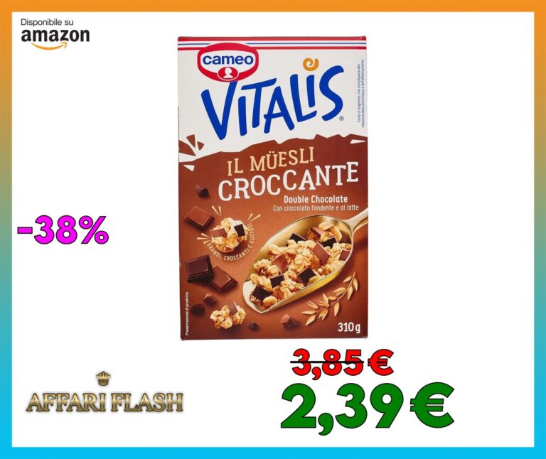 Cameo Vitalis Muesli Croccante Double Chocolate, con Fiocchi Integrali di Avena Cioccolato Fondente e al Latte, Cereali Grandi Croccanti e Gustosi, Circa 10 Porzioni, Ricco di Fibre, 310 g