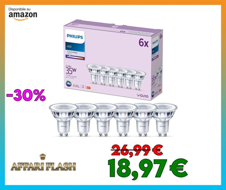 Philips LED Faretto LED, Luce Bianca Fredda, 35W, GU10, 6 pezzi