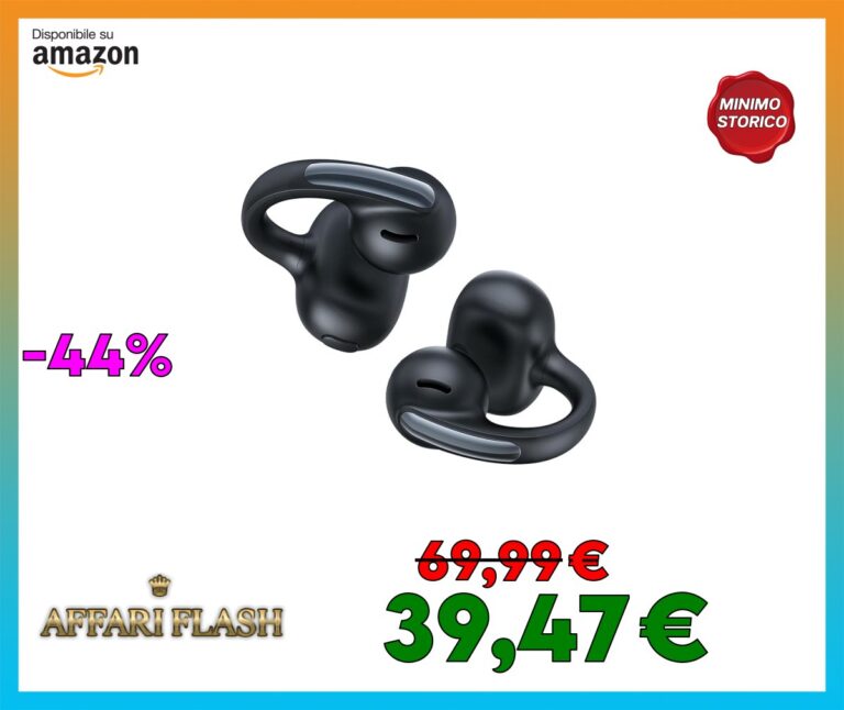 Baseus MC1 Cuffie Aperte, Auricolari a Clip con Suono Impressionante, Potenziamento dei Bassi Adattivo, Bluetooth 5.4, Riduzione del Rumore in Chiamata, IP57, Autonomia di 40 ore, Auricolari di 5,2 g