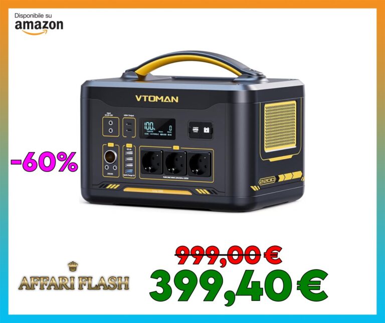 VTOMAN Jump 2200 Centrale Elettrica Portatile da 2200W, Generatore Solare da 1548Wh con Capacità Espandibile, con Avviatore, Potenza in Ingresso Potenziata a 400W