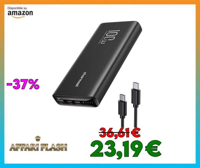 Charmast Power Bank PD 100W 20000mAh Caricatore Portatile USB C ricarica Rapida e QC 4.0 Batteria Portatile PC Powerbank per Laptop MacBook Pro Dell XPS Lenovo iPhone Huawei e Smartphone