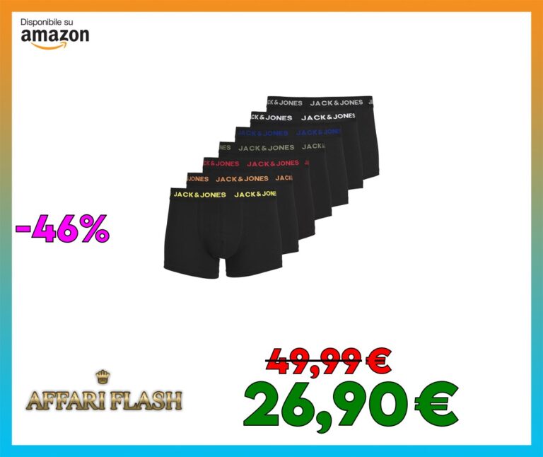 JACK & JONES JACBASIC Trunks 7 Pack Boxer a Pantaloncino Uomo, Nero, M
