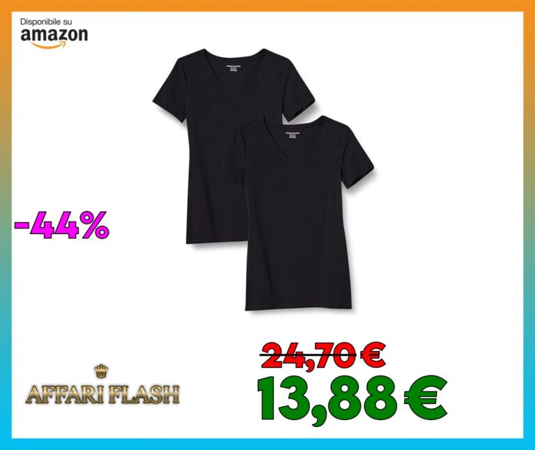 Amazon Essentials Maglietta con Scollo a v a Maniche Corte vestibilità Regolare Donna, Confezioni Multiple