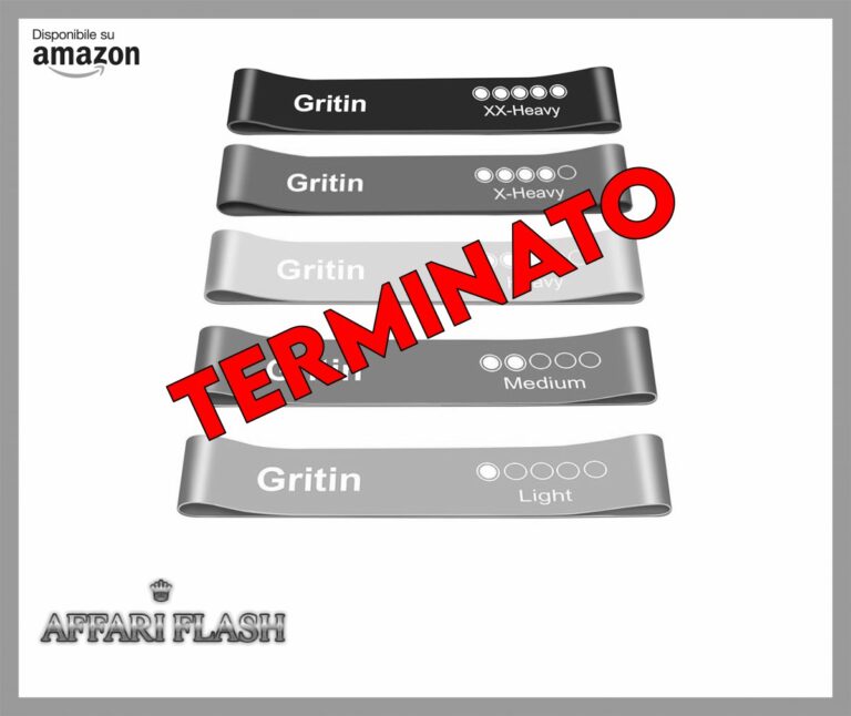 ️ Gritin Elastici Fitness, Set di Fasce Bande Elastiche Fitness con 5 Diversi Livelli di Resistenza con Borse Portaoggetti, Elastici Palestra per Crossfit, Yoga, Pilates