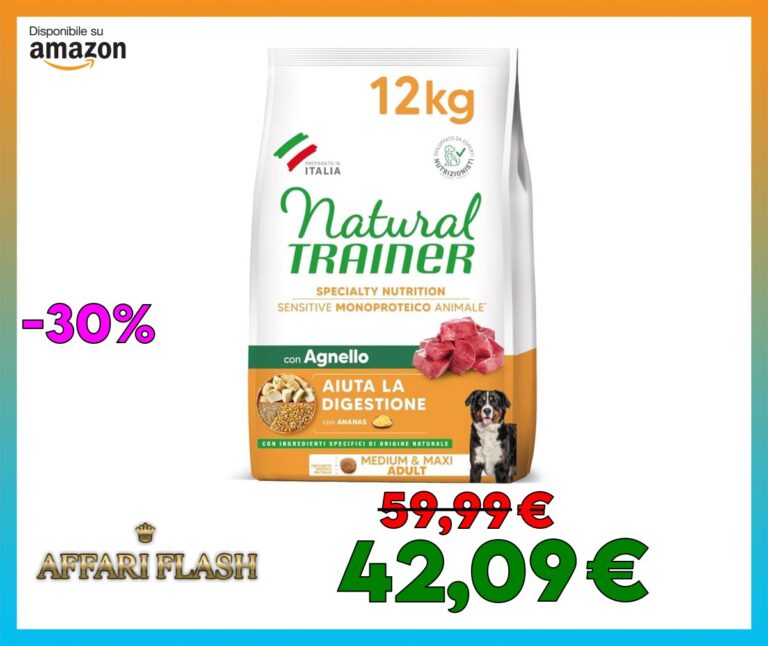Natural Trainer Sensitive No Gluten Cibo per Cani Adulti con Agnello