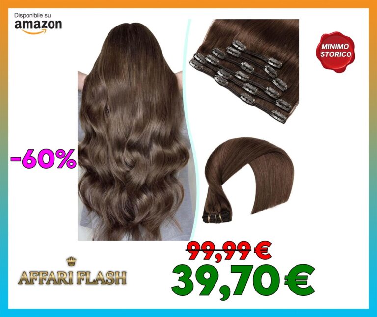 VINBAO Extension Clip Capelli Veri, #4 Castano Cioccolato Extension Capelli Veri Clip, 45cm Remy Umani Naturali Capelli Extension con Clip 120g Lisci Estensioni Dei Capelli 6pcs (#C4, 18”)