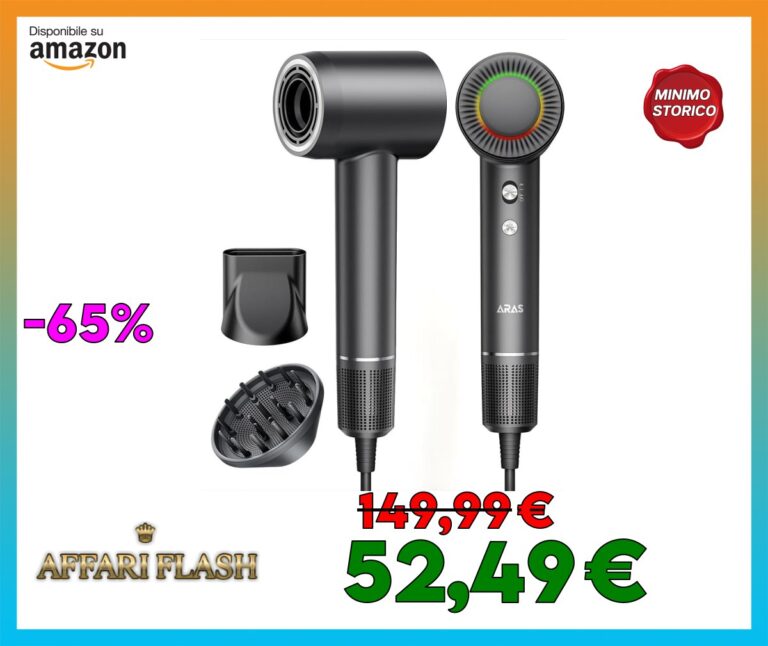 Asciugacapelli Professionale Agli Ioni Negativi, Asciugacapelli con Asciugacapelli ad Alta Velocità da 160000 giri/min, Motore Brushless per Asciugatura Rapida con Ugello Magnetico