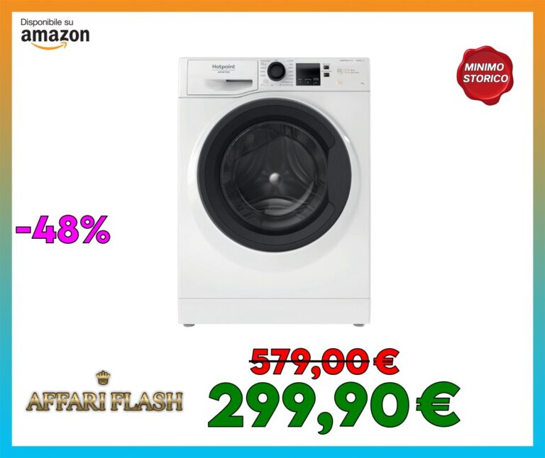 Hotpoint NF86WK IT Lavatrice a Libera Installazione a Carica Frontale. Classe Energetica A. Centrifuga 1400 giri al minuto. 8.0 kg, Larghezza
